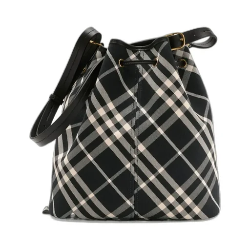 Medium Check Drawstring Bucket Bag