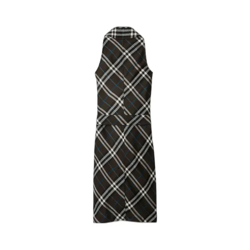 Chcked Belted Waist Sleeveless Dress