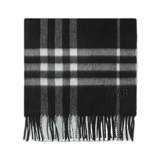 Checked Fringed-Edge Scarf