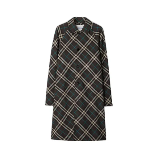 Long Sleeved Checked Trench Coat