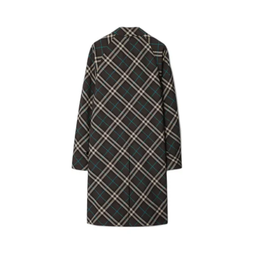 Long Sleeved Checked Trench Coat