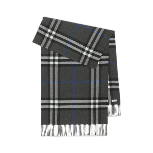 Check-Printed Fringed Scarf