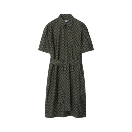 Check-Pattern Cotton Shirt Dress
