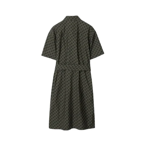 Check-Pattern Cotton Shirt Dress