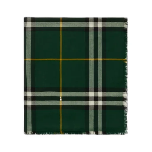 Check Printed Frayed-Edge Scarf