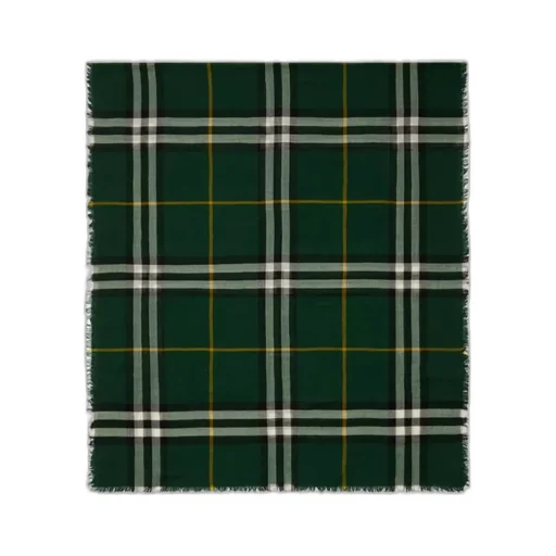 Check Printed Frayed-Edge Scarf