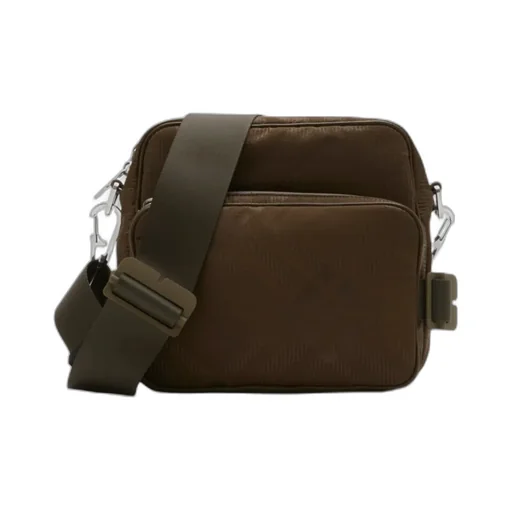 Checked Jacquard Zipped Shoulder Bag