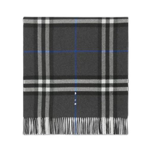 Check-Printed Fringed Scarf