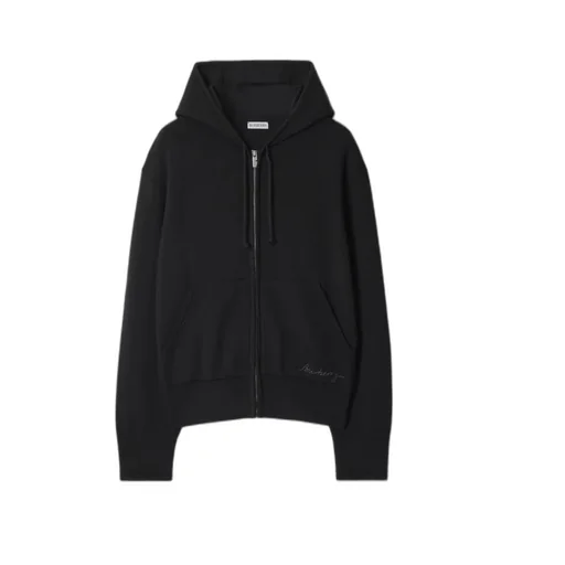 Logo Embroidered Zip-Up Drawstring Hoodie