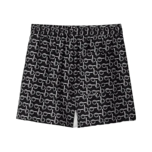 B Print Mid-Waisted Shorts