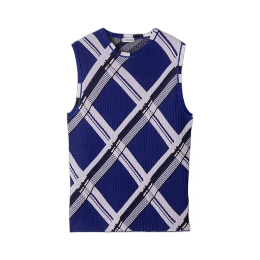 Plaid-Check Ribbed Silk Vest