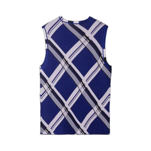 Plaid-Check Ribbed Silk Vest
