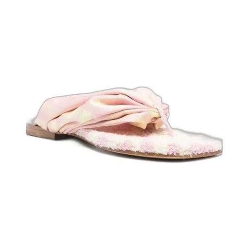 Check Printed Open-Toe Flat Sandals