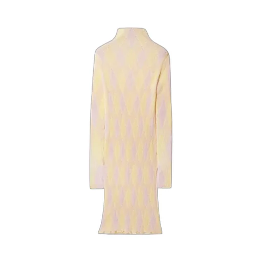 Argyle Ribbed-Knit Long Sleeved Dress