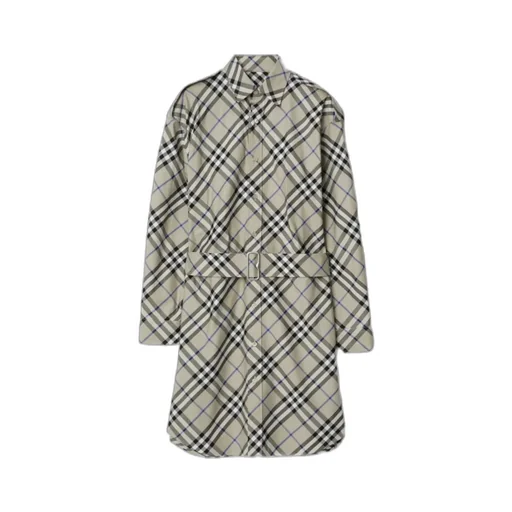 Checked Belted Waist Trench Coat