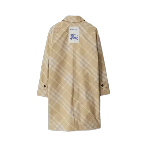 Reversible Check-Printed Buttoned Car Coat