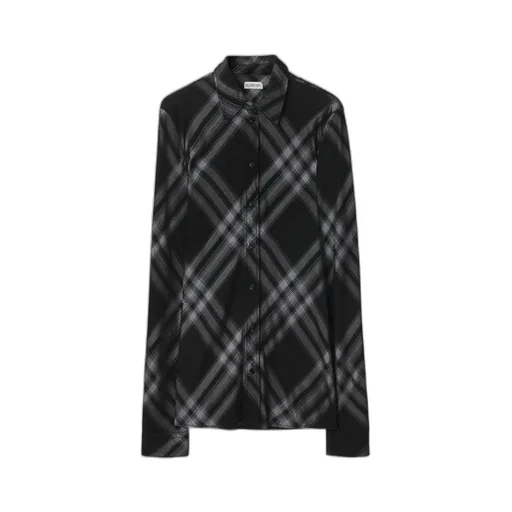 Check-Printed Long-Sleeved Buttoned Shirt