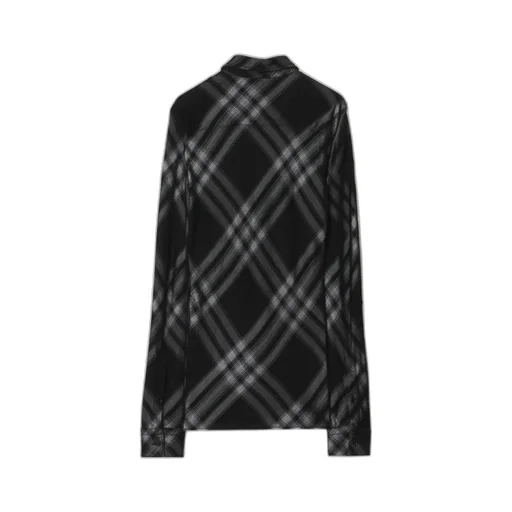 Check-Printed Long-Sleeved Buttoned Shirt