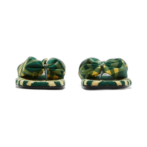 Checked Thong-Strap Pool Flat Slides