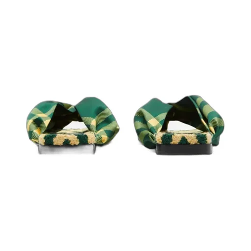 Checked Thong-Strap Pool Flat Slides