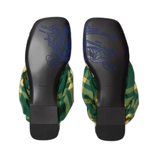 Checked Thong-Strap Pool Flat Slides