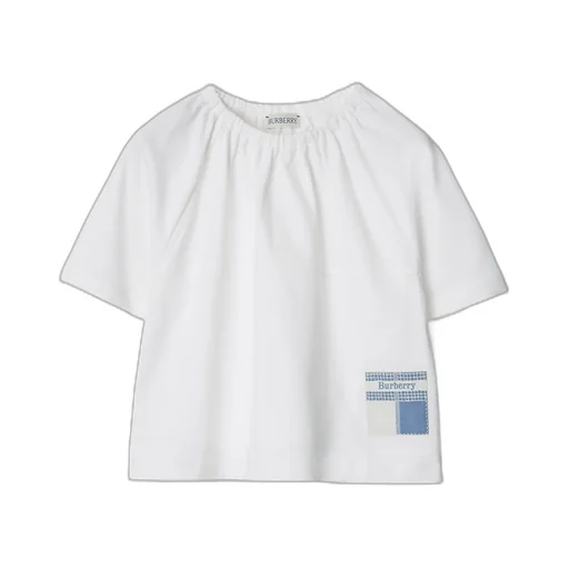 Logo-Patch Gathered Cotton T-Shirt