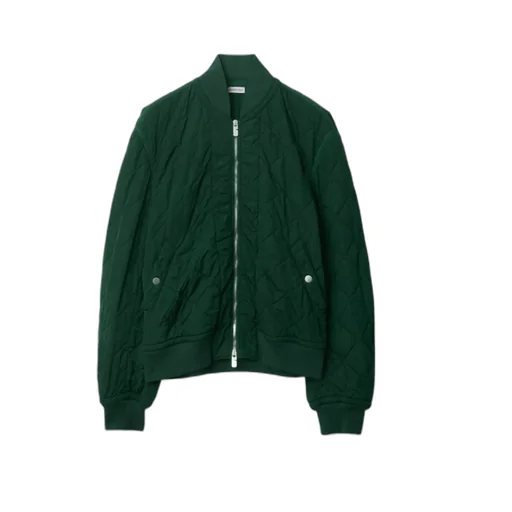 Long Sleeved Quilted Zip-Up Bomber Jacket