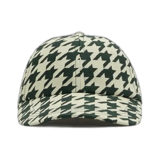 Houndstooth-Pattern Cotton Cap