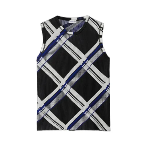 Checked Silk Knitted Vest