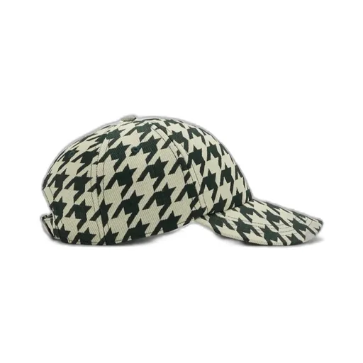 Houndstooth-Pattern Cotton Cap
