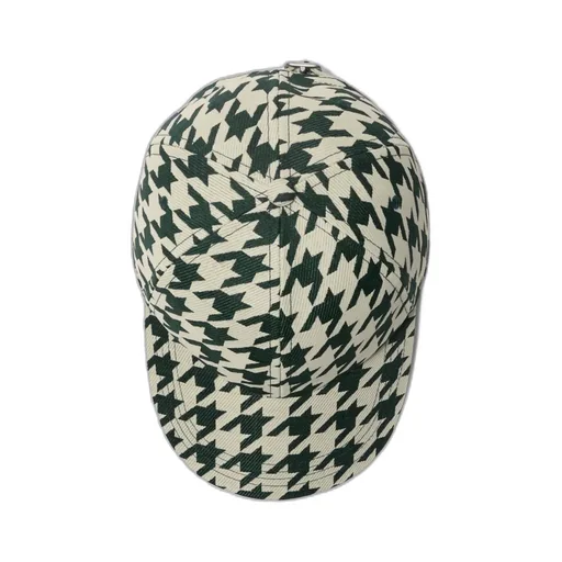 Houndstooth-Pattern Cotton Cap