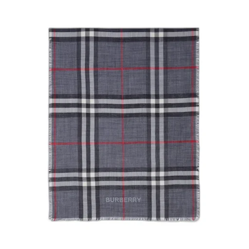 Check Wool-Silk Reversible Scarf