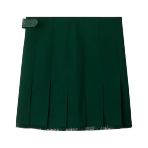 Pleated Frayed-Edge Mini Skirt