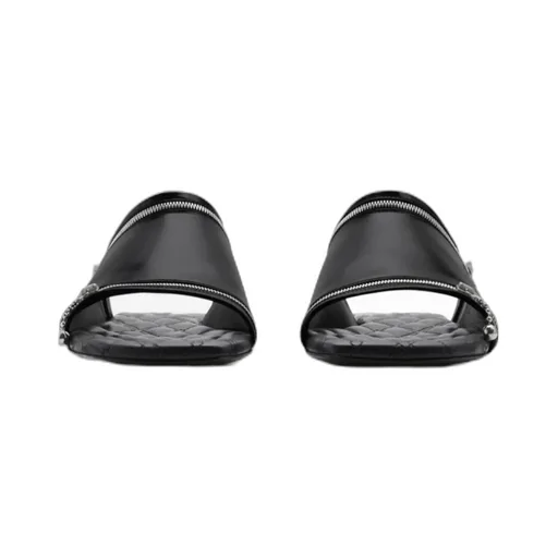 Decorative-Zip Slip-On Sandals