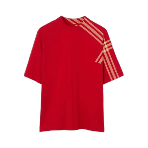 Check-Pattern Cotton T-Shirt
