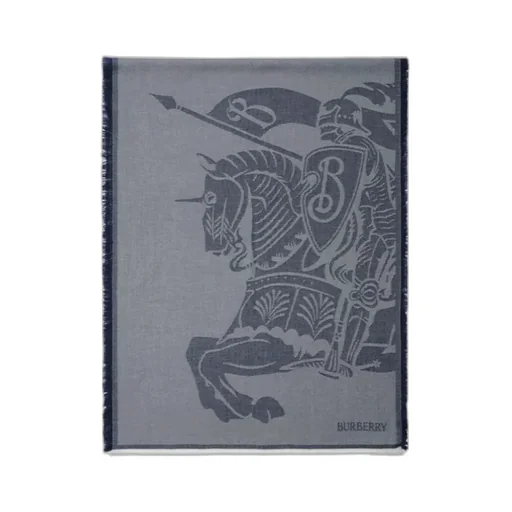 Equestrian Knight Knitted Fringed-Edge Scarf