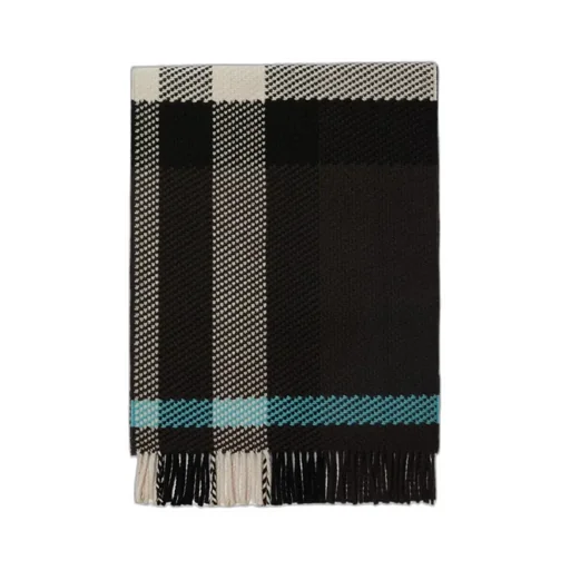Checked Pattern Fringed-Edge Scarf
