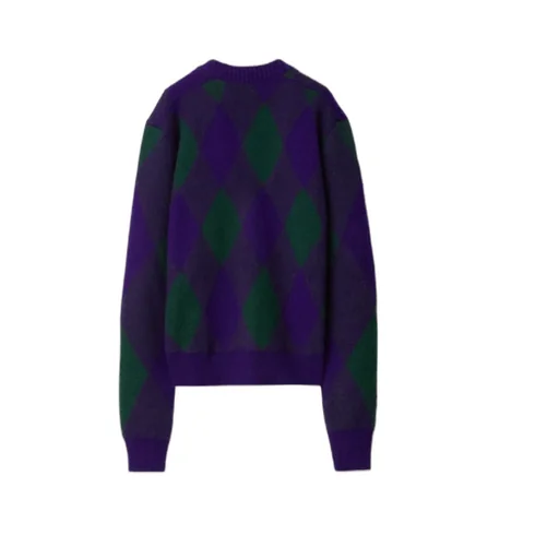 Argyle-Pattern V-Neck Buttoned Cardigan