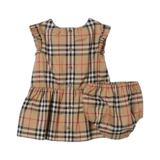 Kids Vintage Check Ruffled Dress Set