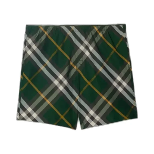 Checkered Knee-Length Twill Swim Shorts