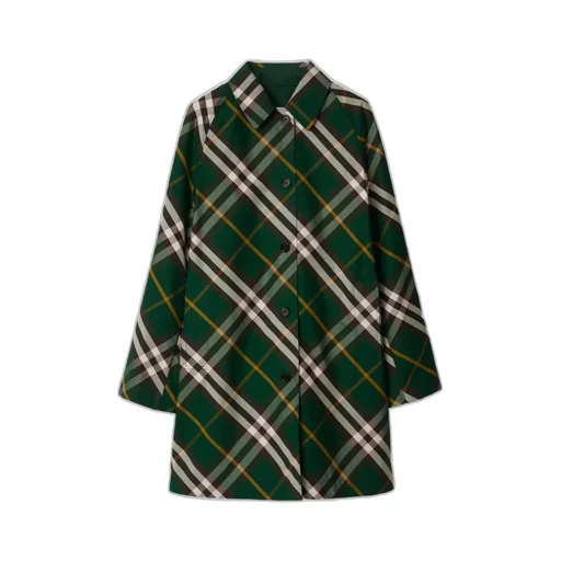 Reversible Checked Buttoned Car Coat