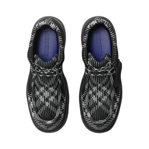 Checked Round-Toe Lace-Up Derby Shoes