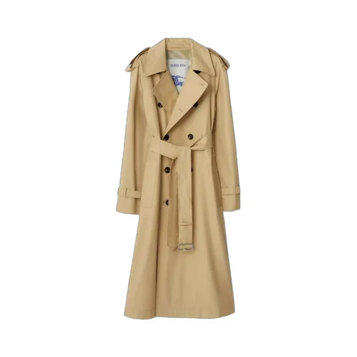 Gabardine Double-Breasted Belted Trench Coat