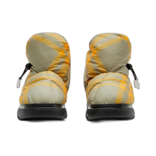 Check Pillow Drawstring Padded Ankle Boots