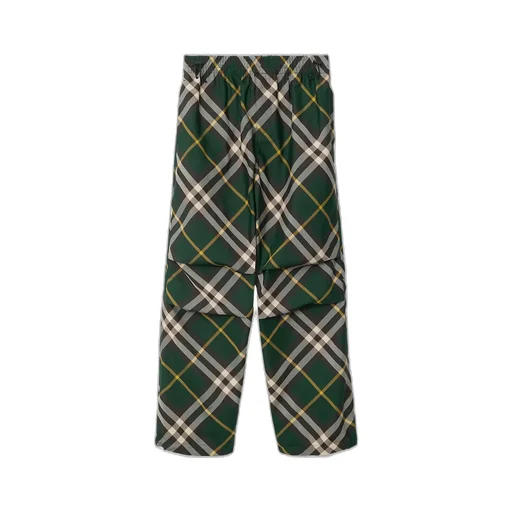 Wide-Leg Equestrian Knight Motif Checked Trousers
