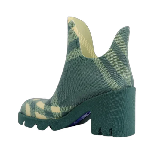 Check Printed Round-Toe Ankle Boots