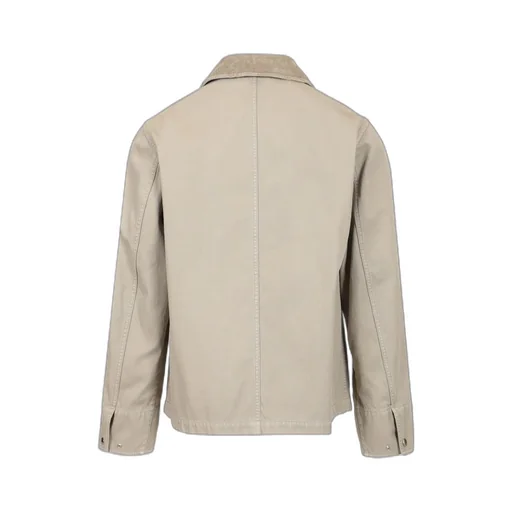 Motif-Embroidered Press Stud Shirt Jacket