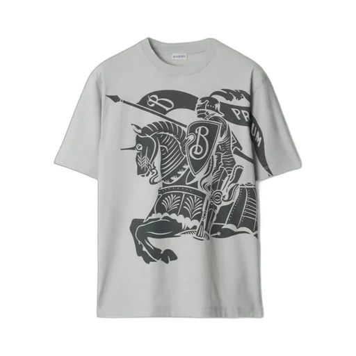 Equestrian Knight-Motif Crewneck T-Shirt