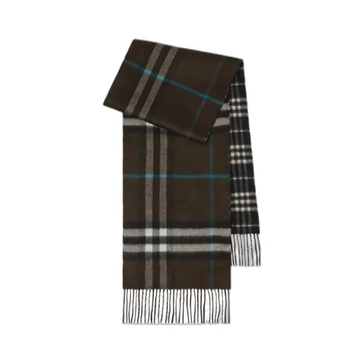 Reversible Contrast Check Fringed Scarf