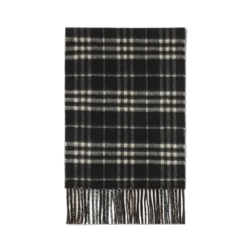 Reversible Contrast Check Fringed Scarf